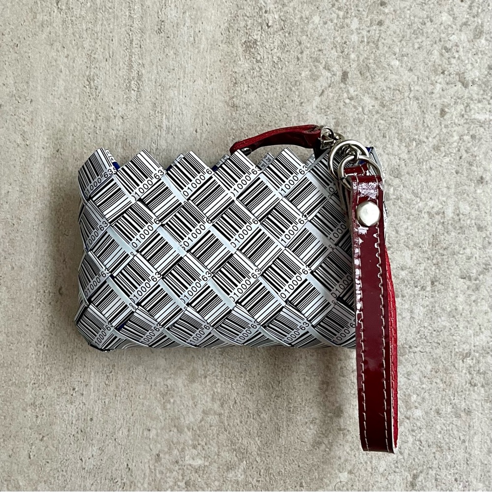 Nahui Ollin Black and White Clutch with Red Wristlet NWOT